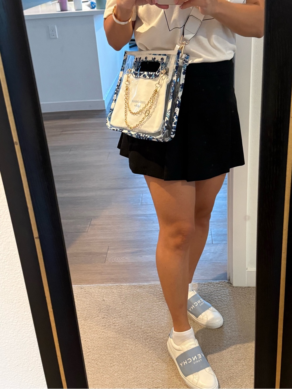 Dolce & Gabbana White & Blue Clear Pouch Converted to Crossbody Bag